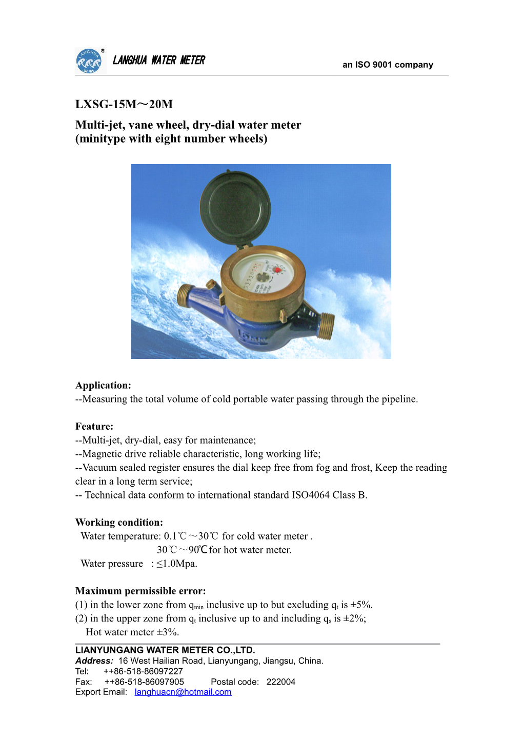 Multi-Jet, Vane Wheel, Dry-Dial Water Meter