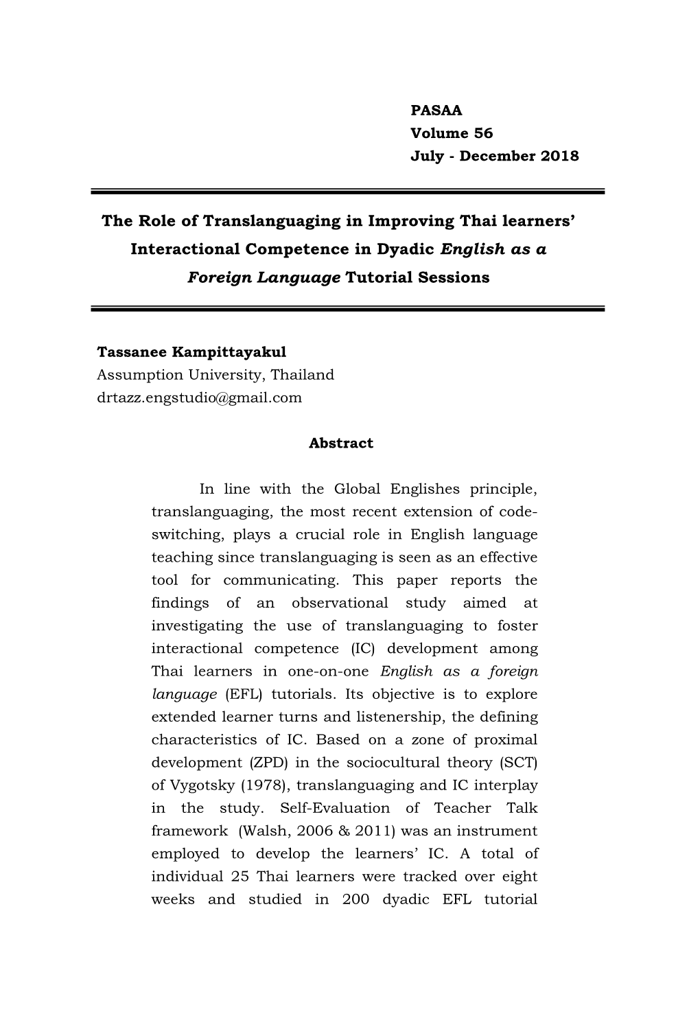 The Role of Translanguaging in Improving Thai Learners’ Interactional Competence in Dyadic English As A