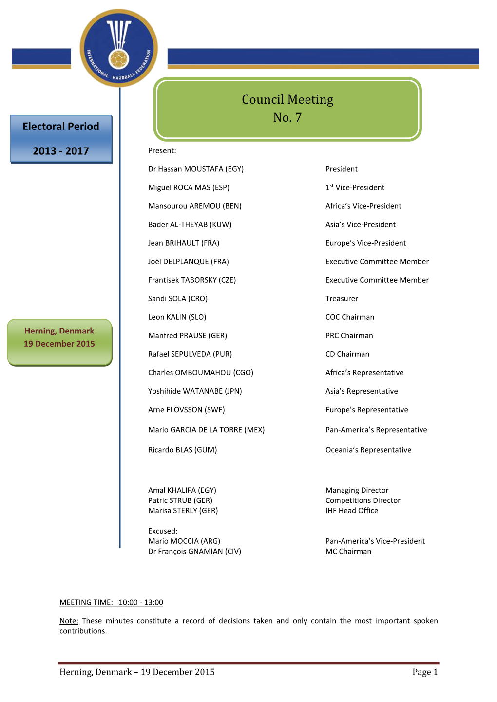 Council Meeting No. 7 Electoral Period