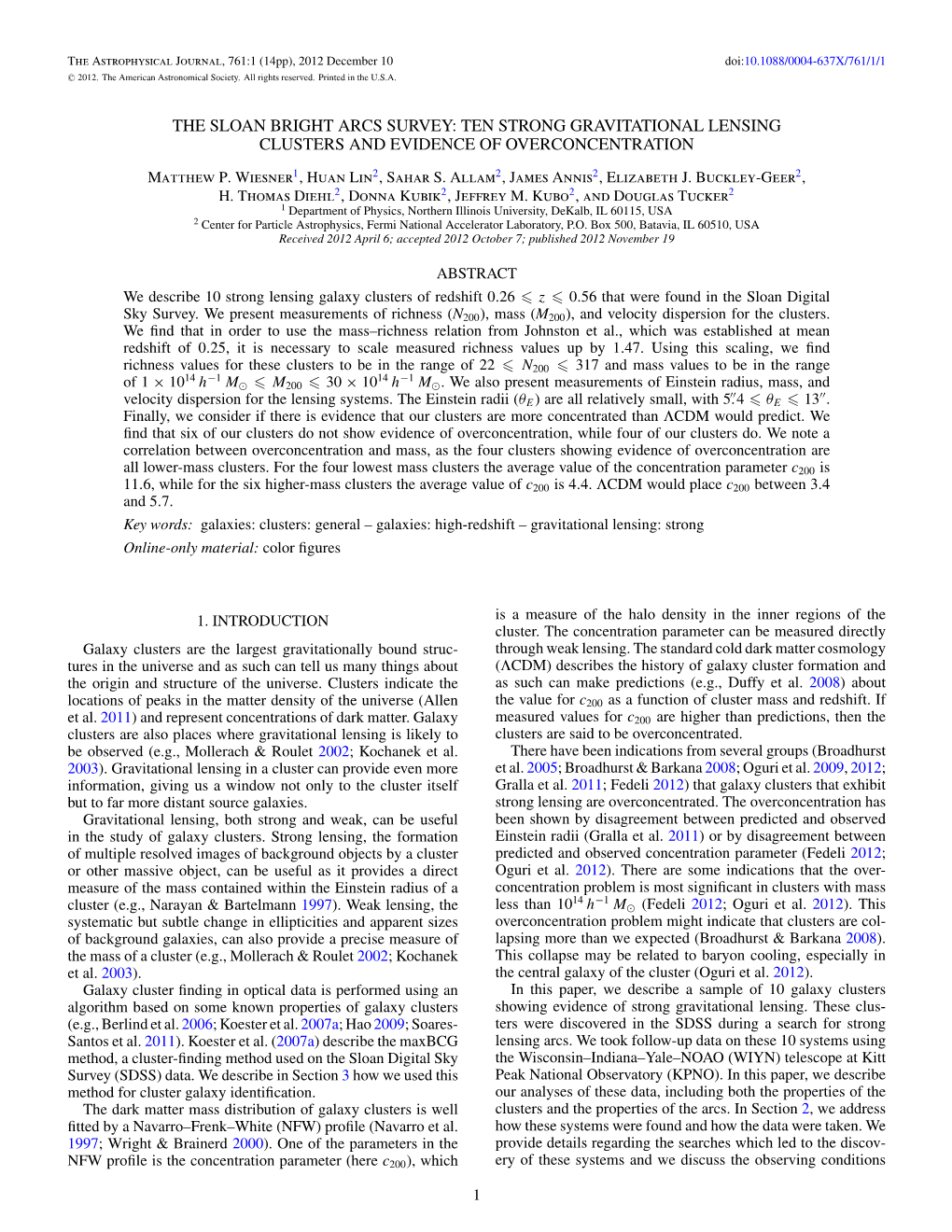 Ten Strong Gravitational Lensing Clusters and Evidence of Overconcentration