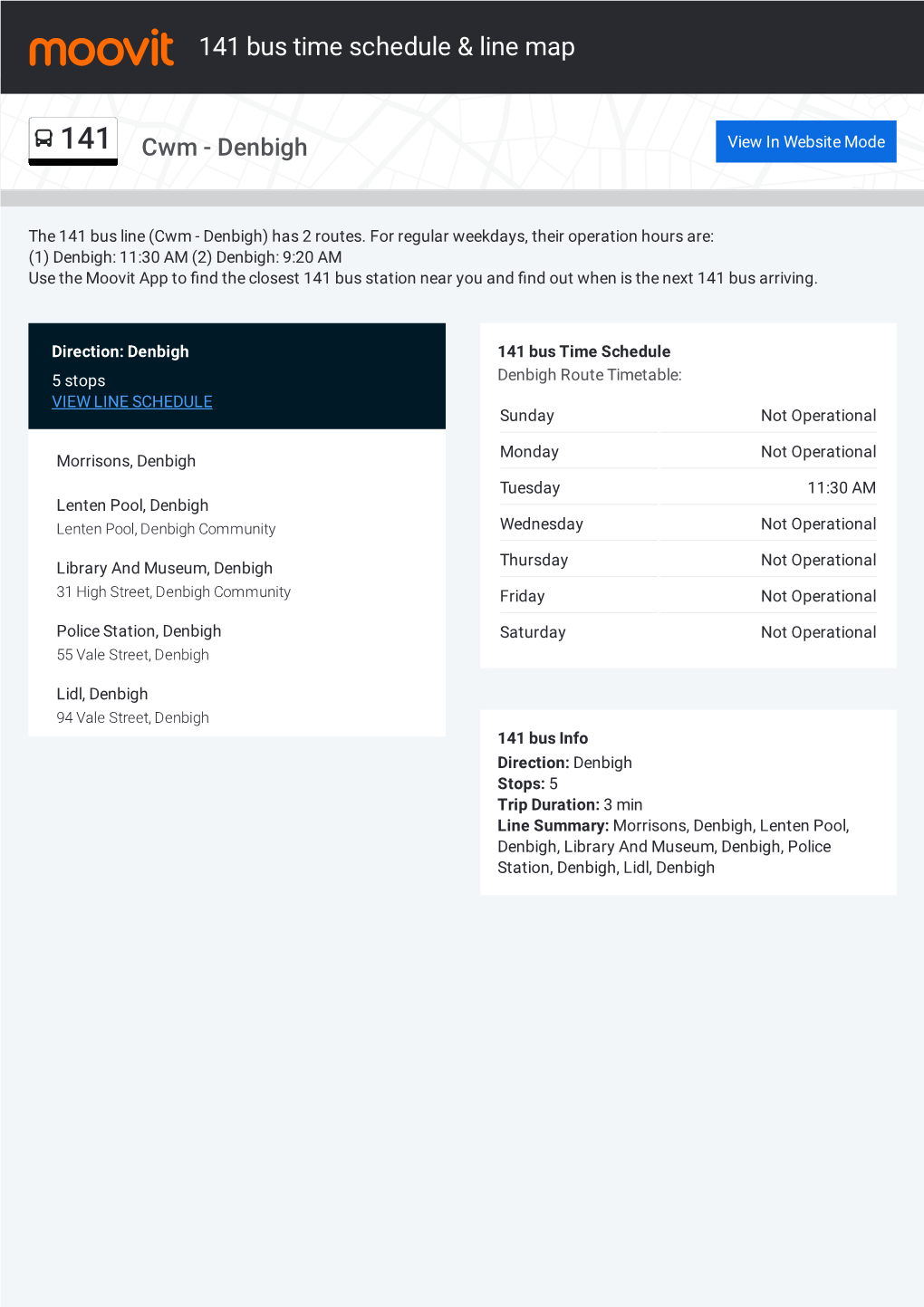 141 Bus Time Schedule & Line Route