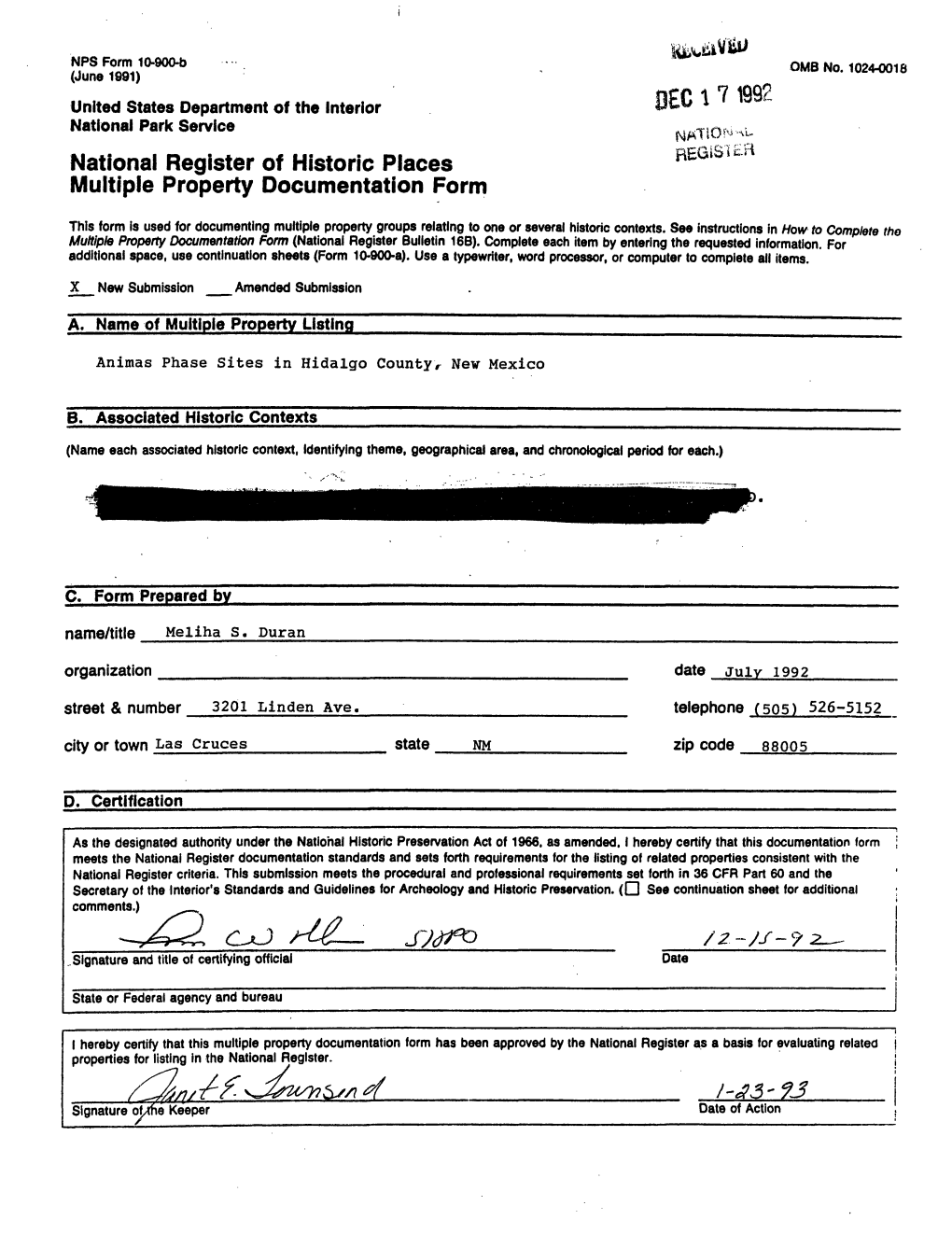 National Register of Historic Places Multiple Property Documentation Form