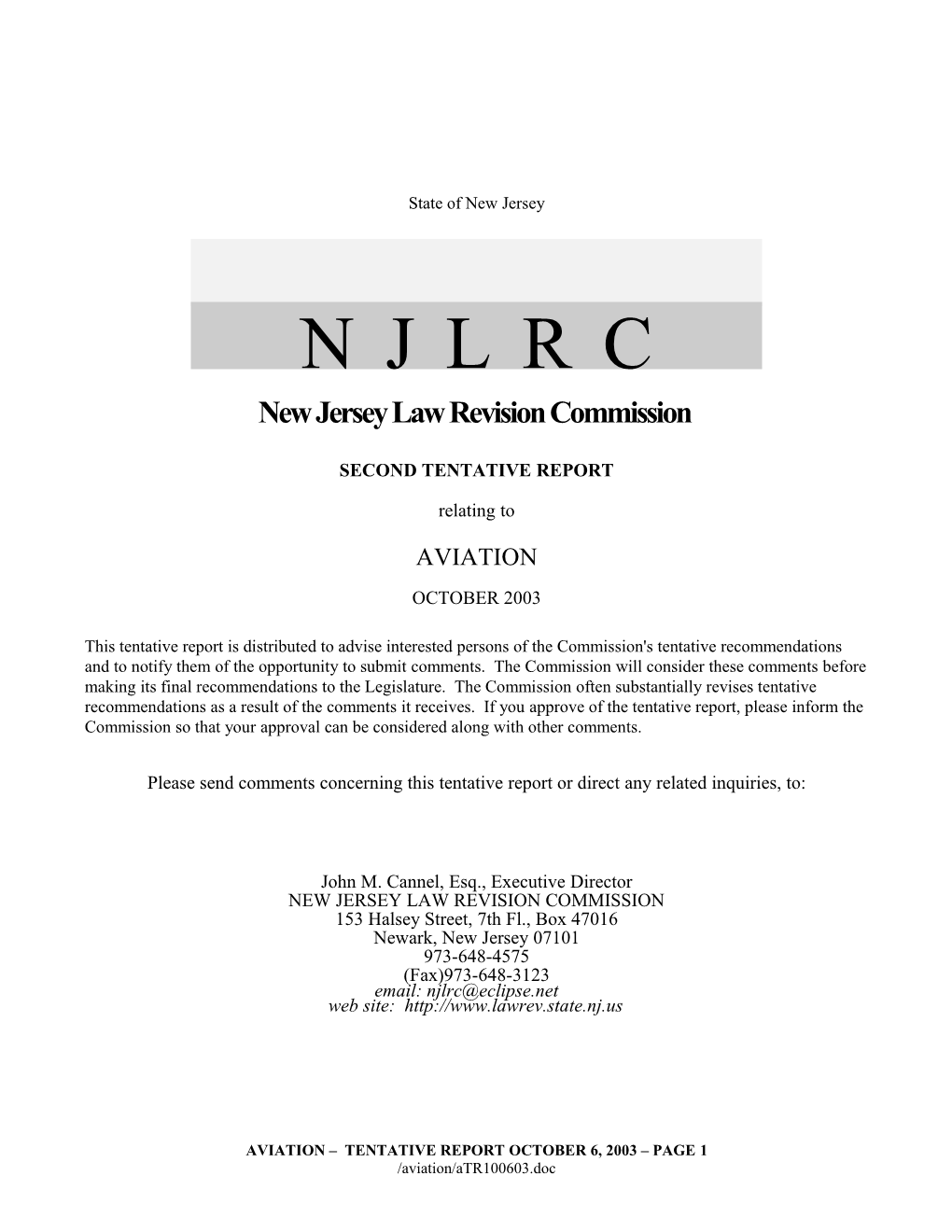 New Jersey Law Revision Commission s8