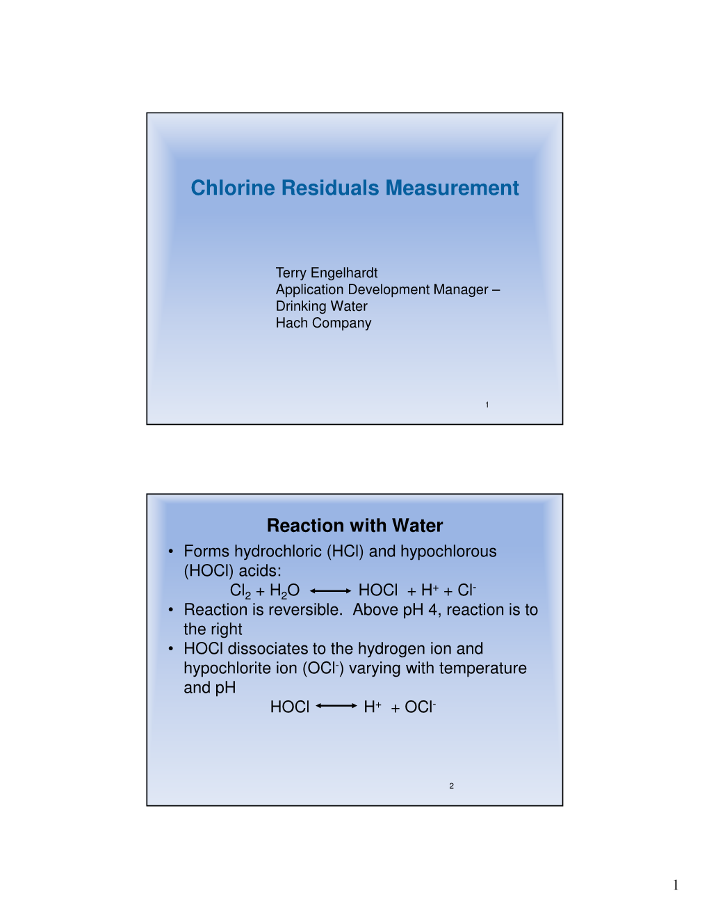 Chlorine Residuals Measurement