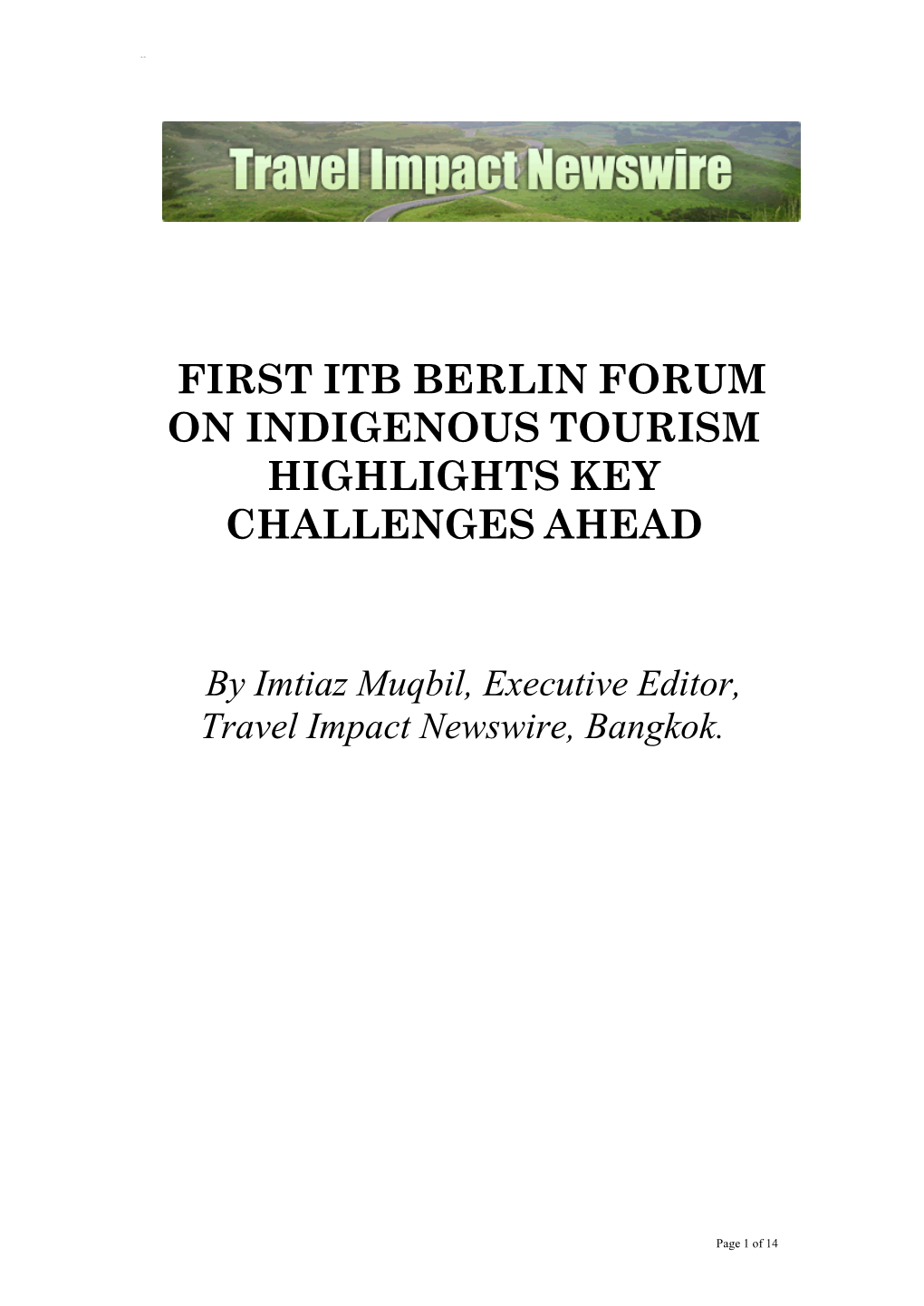 First Itb Berlin Forum on Indigenous Tourism Highlights Key Challenges Ahead