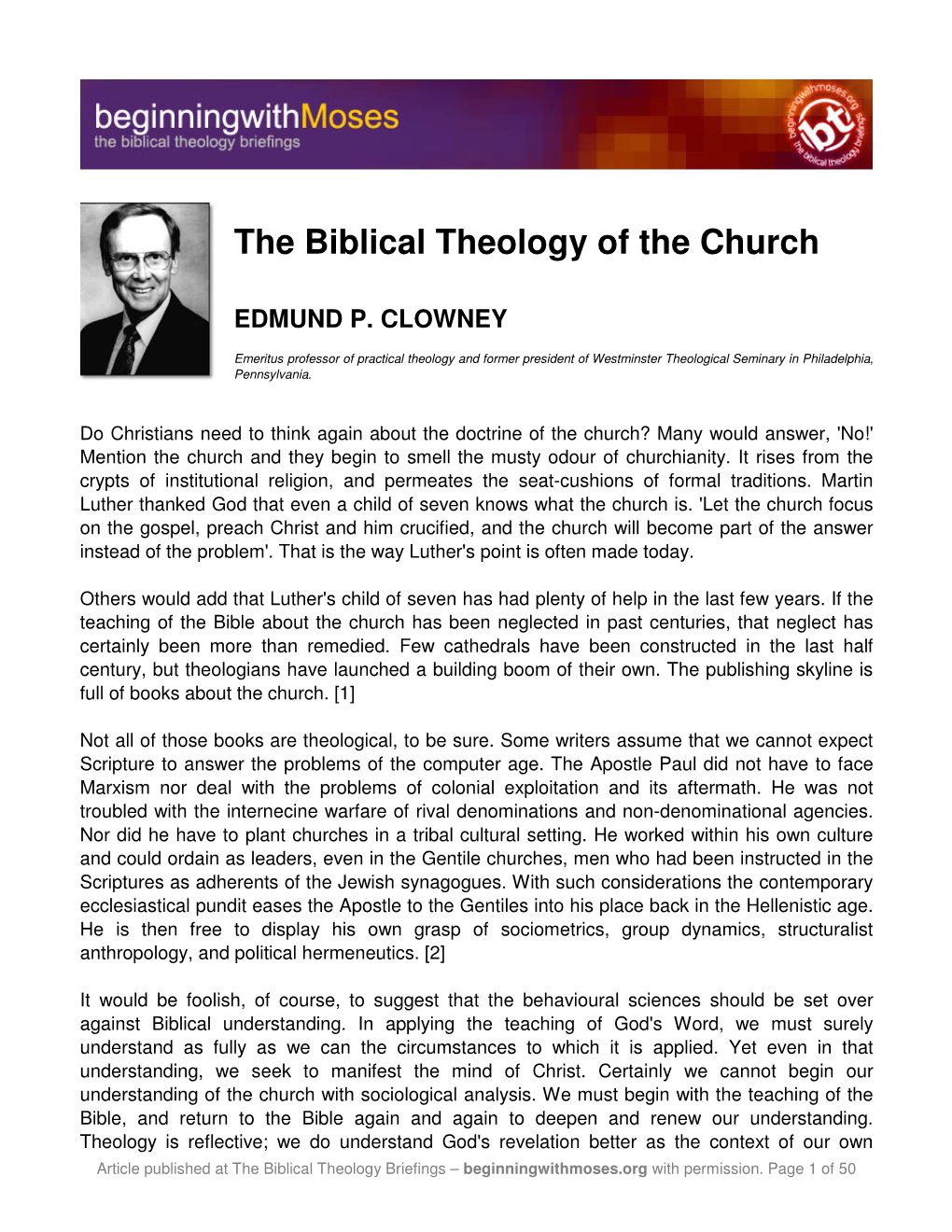 The Biblical Theology of the Church