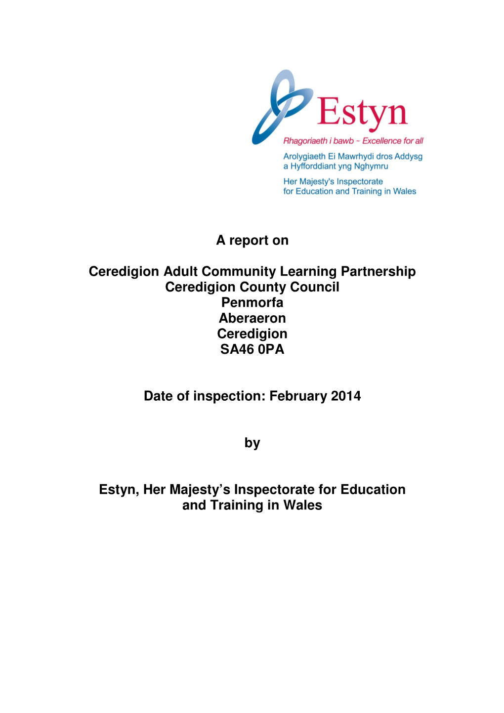 Inspection Report Ceredigion Adult Community Learning Partnership