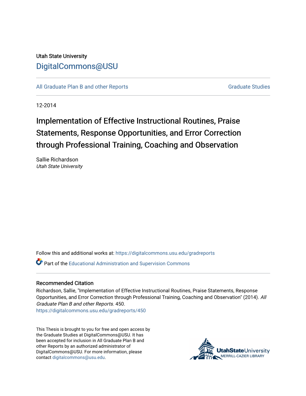 Implementation of Effective Instructional Routines, Praise Statements, Response Opportunities, and Error Correction Through Prof