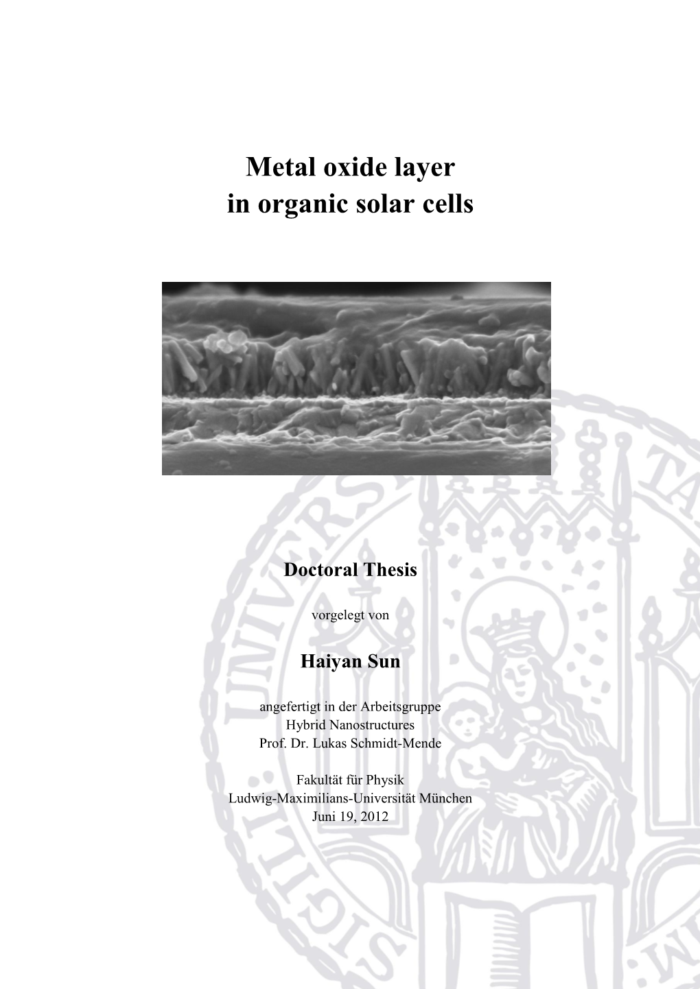 Metal Oxide Layer in Organic Solar Cells