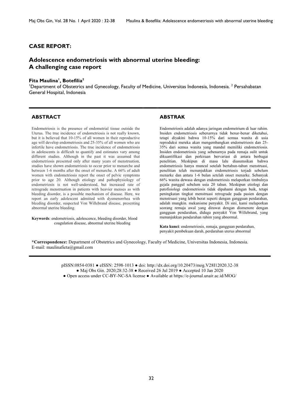 Adolescence Endometriosis with Abnormal Uterine Bleeding