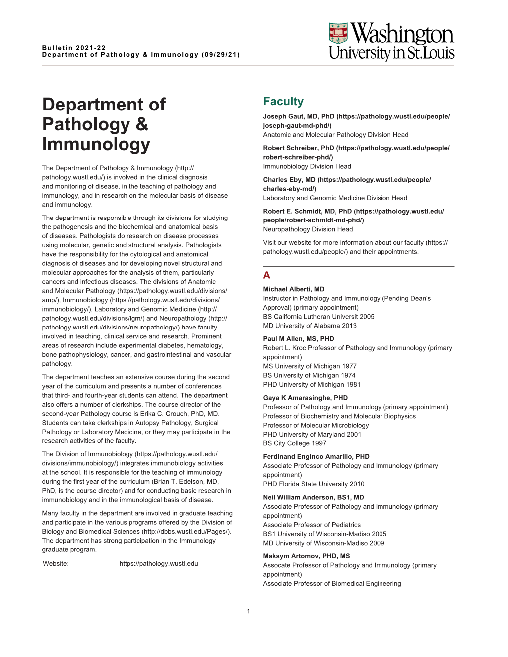 Department of Pathology & Immunology