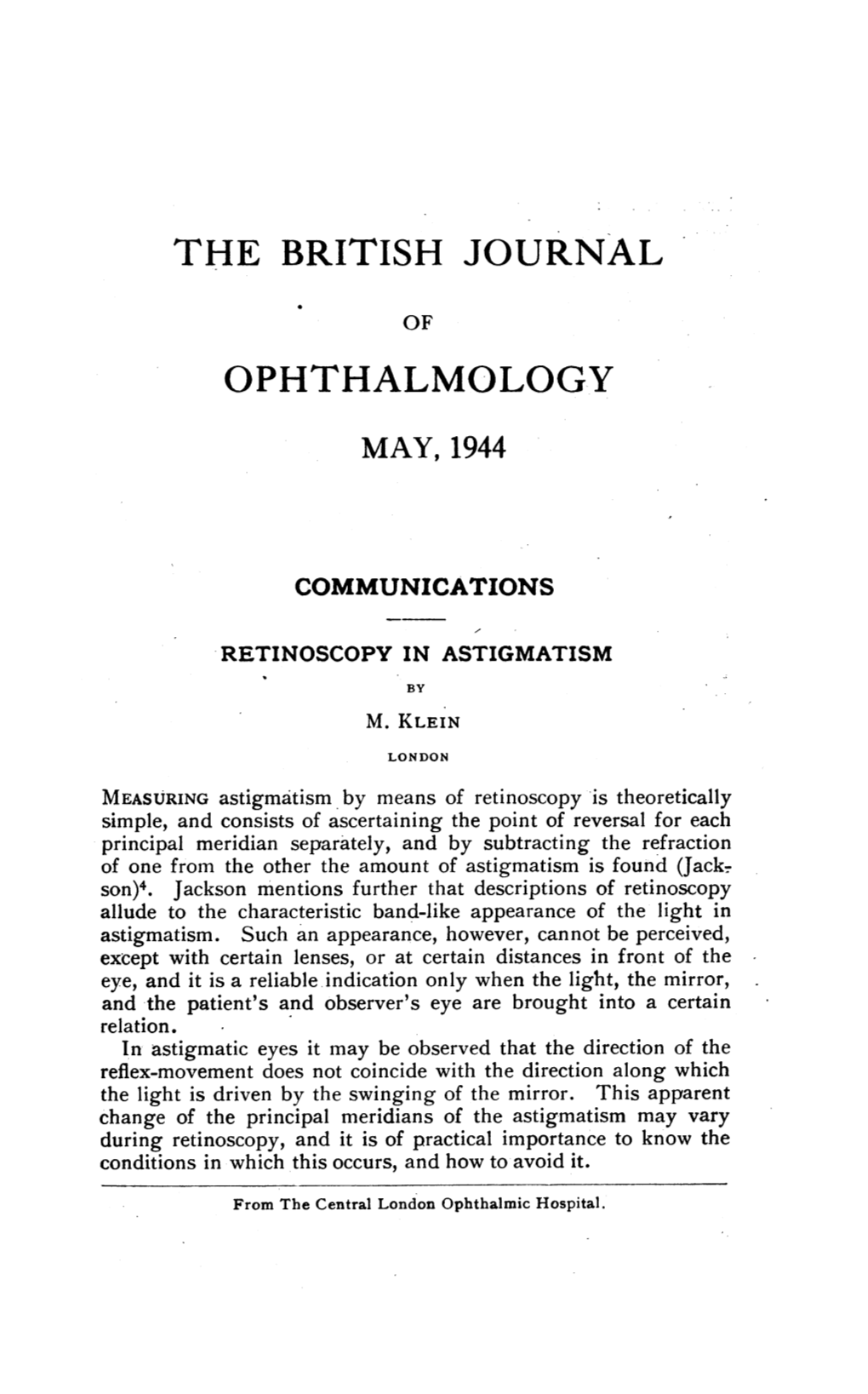 Ophthalmolog-Y May, 1944