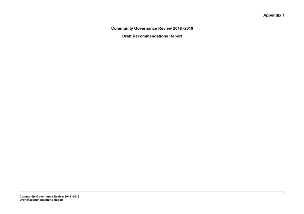 Community Governance Review 2018 -2019 Draft Recommendations Report