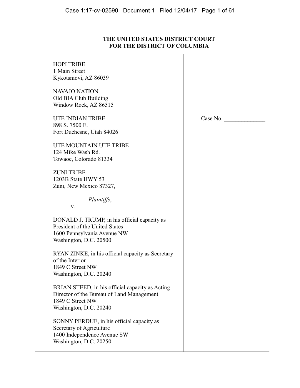 The United States District Court for the District of Columbia