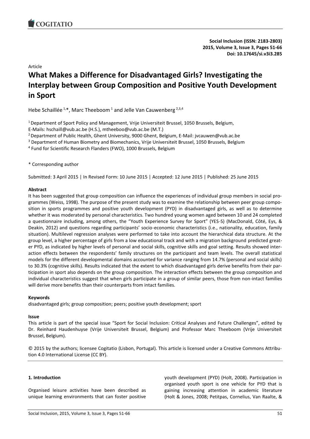 What Makes a Difference for Disadvantaged Girls? Investigating the Interplay Between Group Composition and Positive Youth Development in Sport