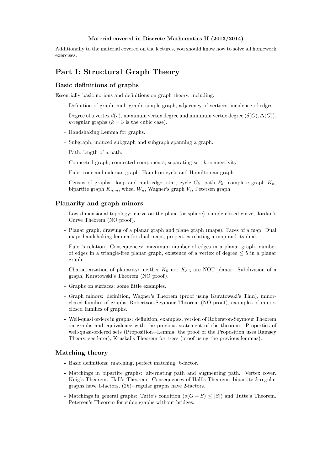 Part I: Structural Graph Theory