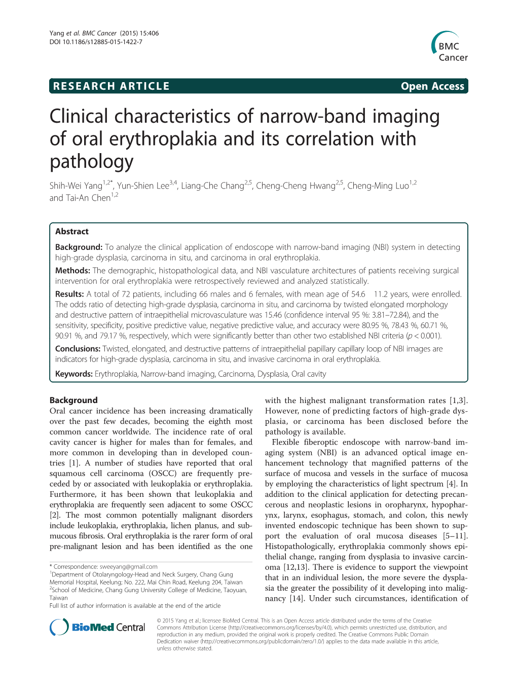 Clinical Characteristics of Narrow-Band Imaging of Oral