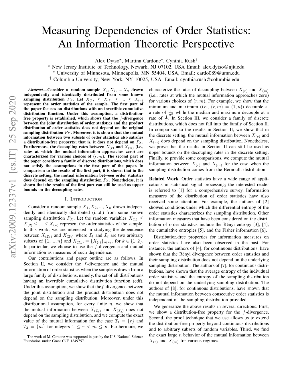 Measuring Dependencies of Order Statistics: an Information Theoretic