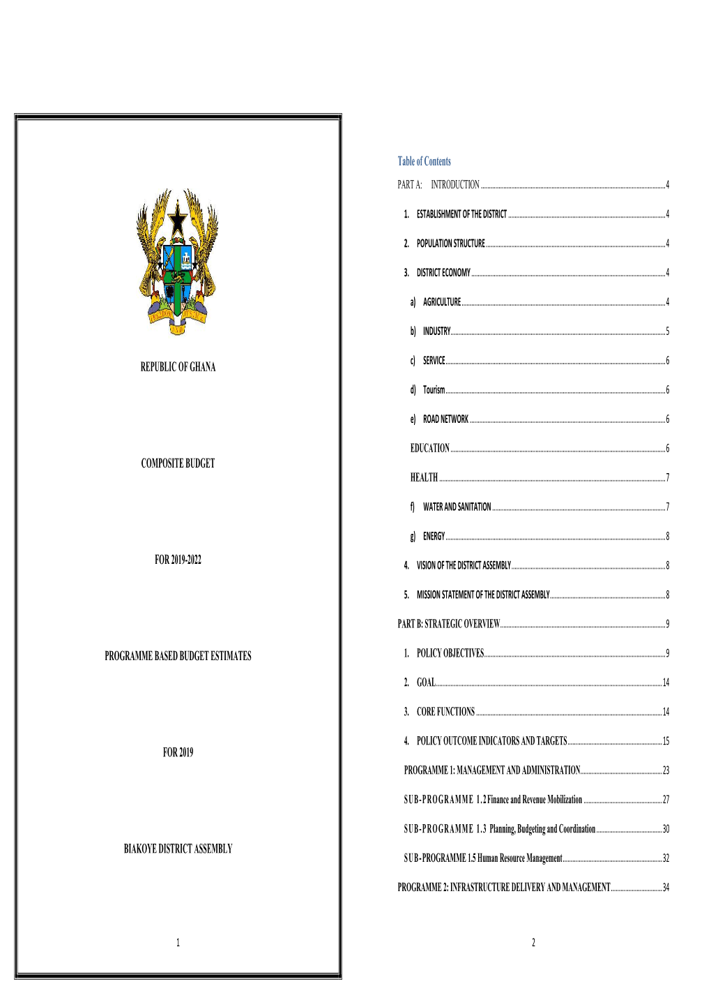 BIAKOYE DISTRICT ASSEMBLY SUB - PROGRAMME 1.5 Human Resource Management