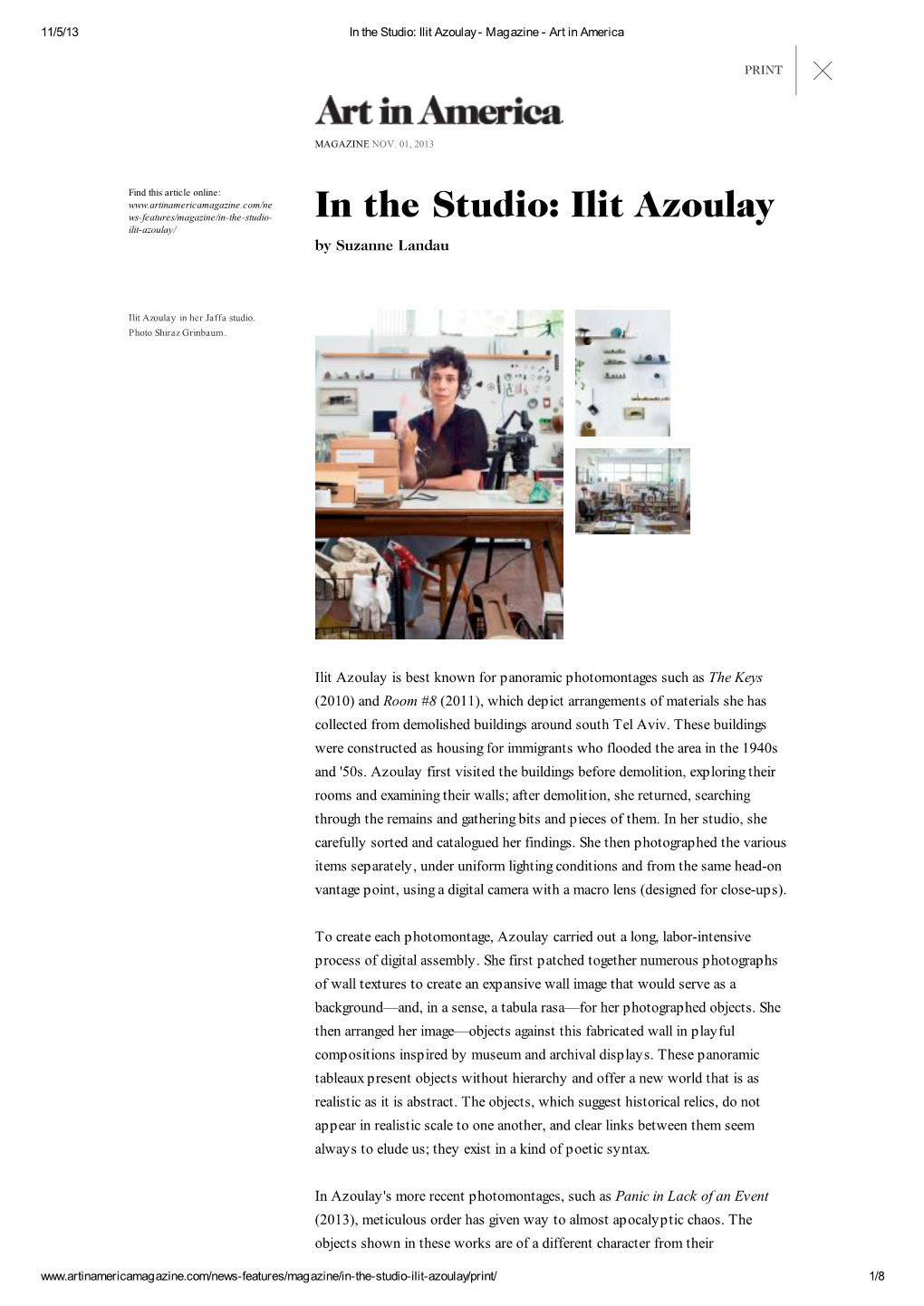 In the Studio: Ilit Azoulay - Magazine - Art in America