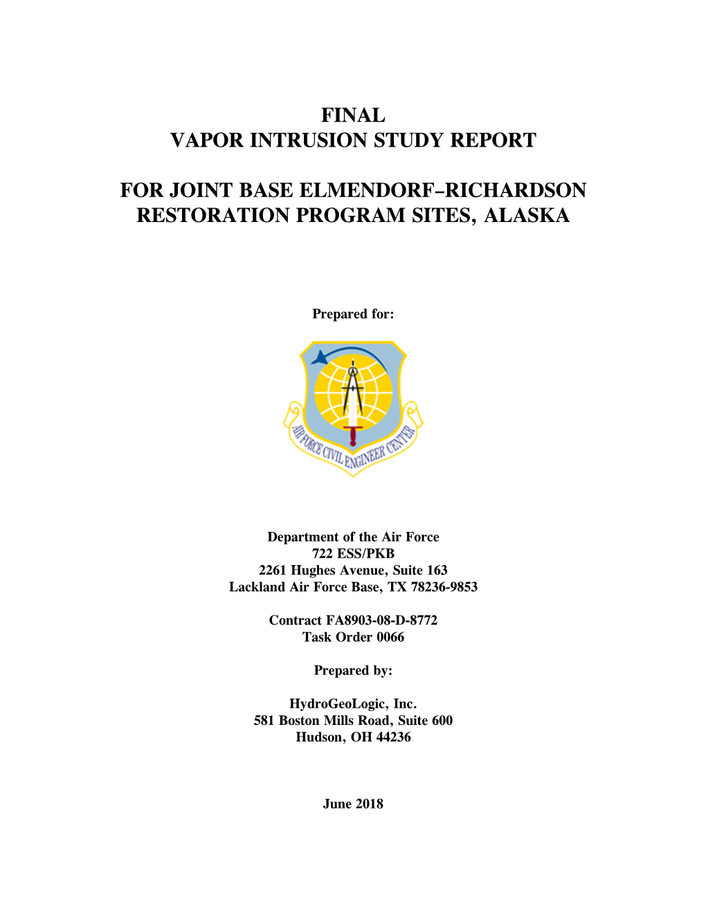 Final Vapor Intrusion Study Report for Joint Base Elmendorf–Richardson Restoration Program Sites, Alaska