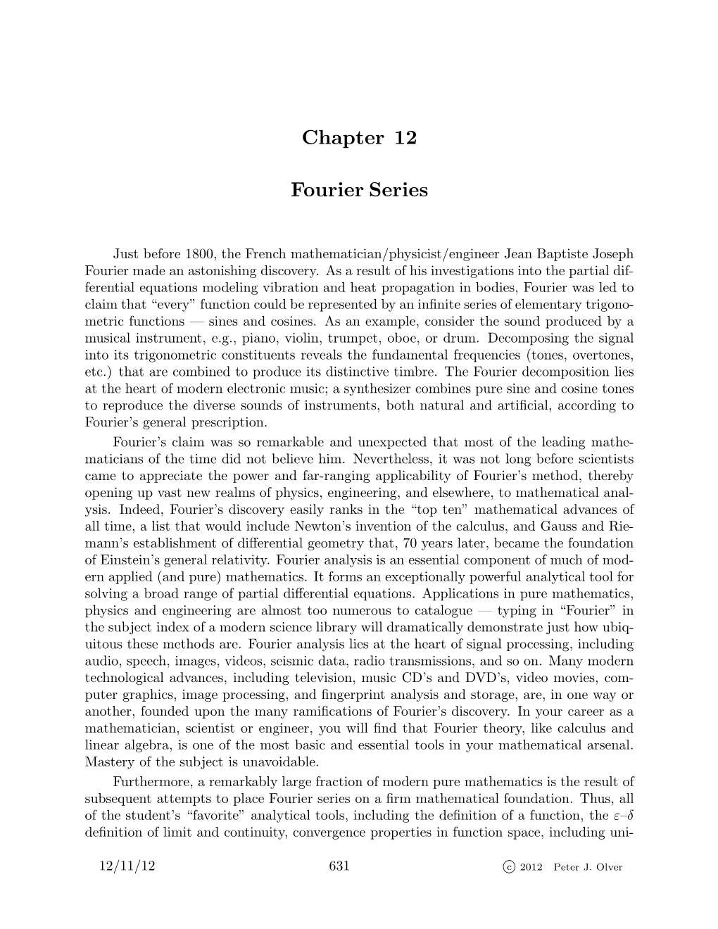 Chapter 12 Fourier Series