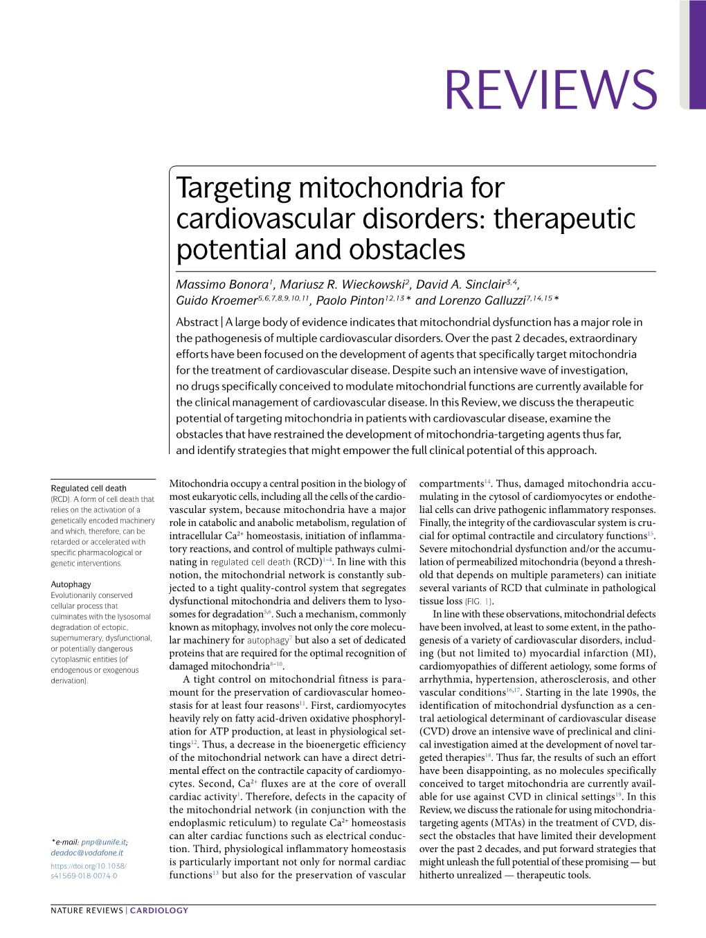 Targeting Mitochondria for Cardiovascular Disorders: Therapeutic Potential and Obstacles