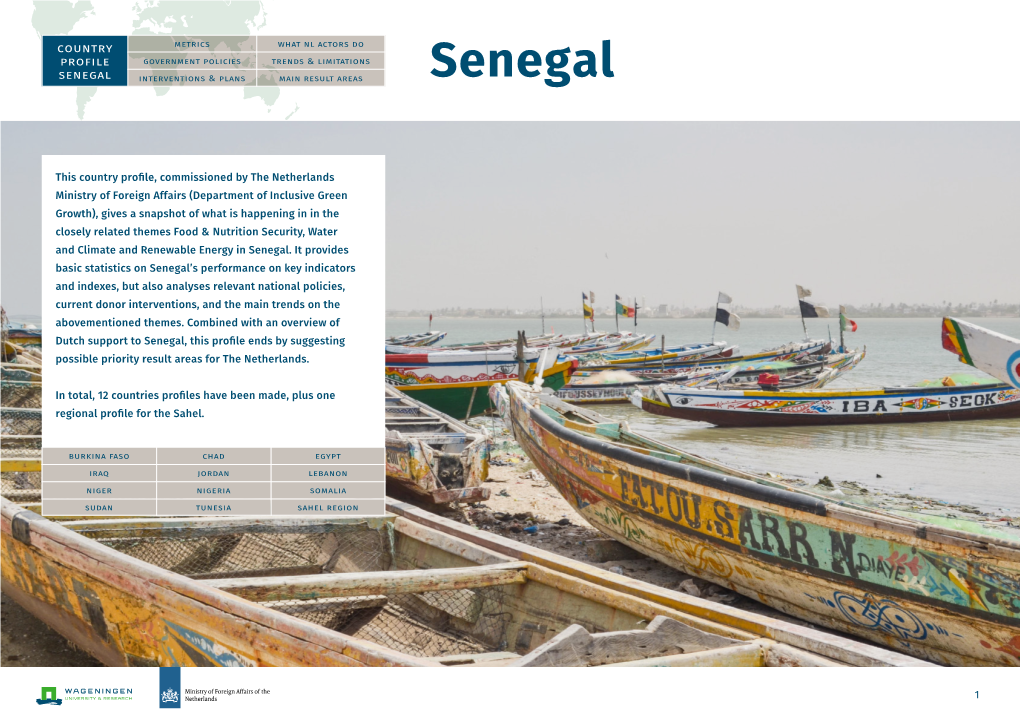 Senegal Interventions & Plans Main Result Areas Senegal