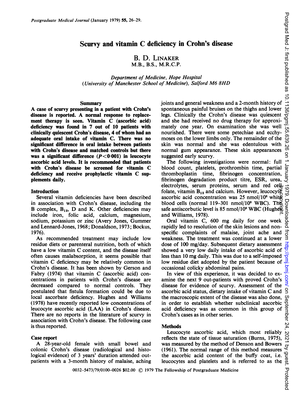 Scurvy and Vitamin C Deficiency in Crohn's Disease B