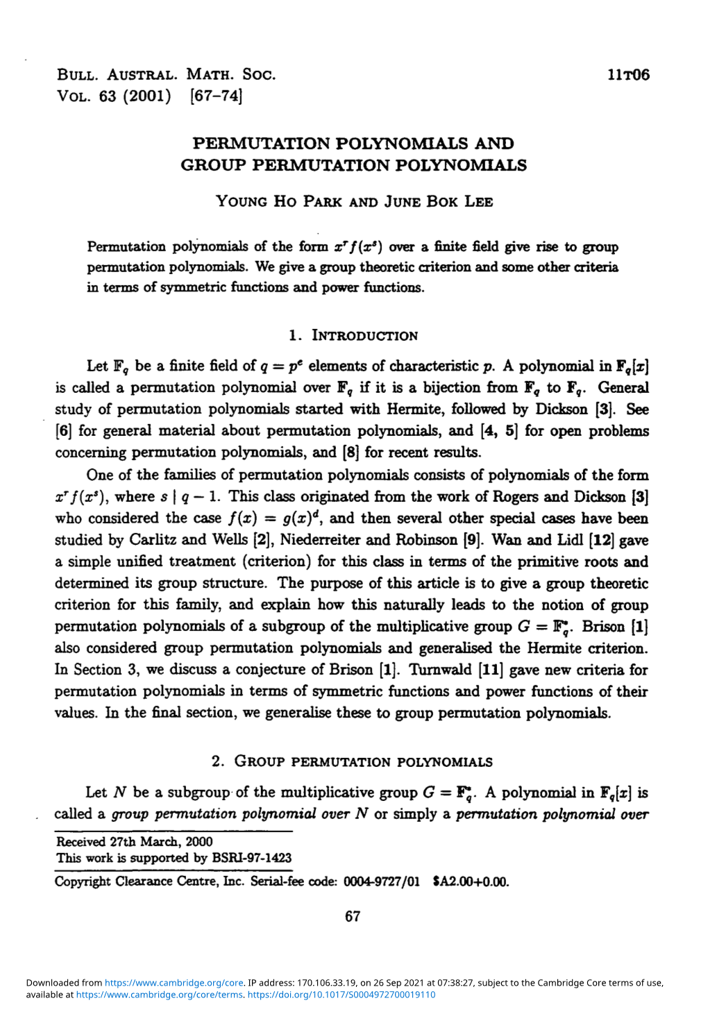 Permutation Polynomials and Group Permutation Polynomials