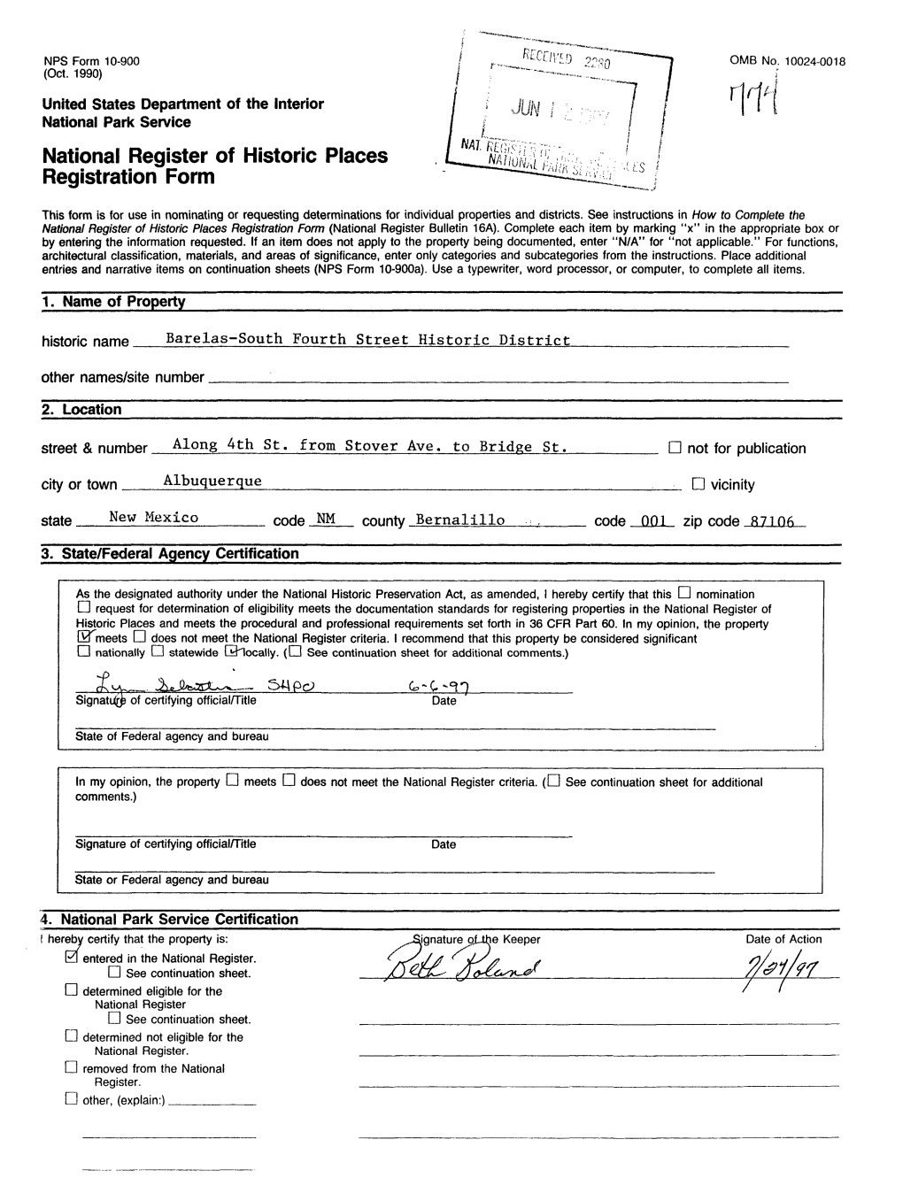 National Register of Historic Places Continuation Sheet R