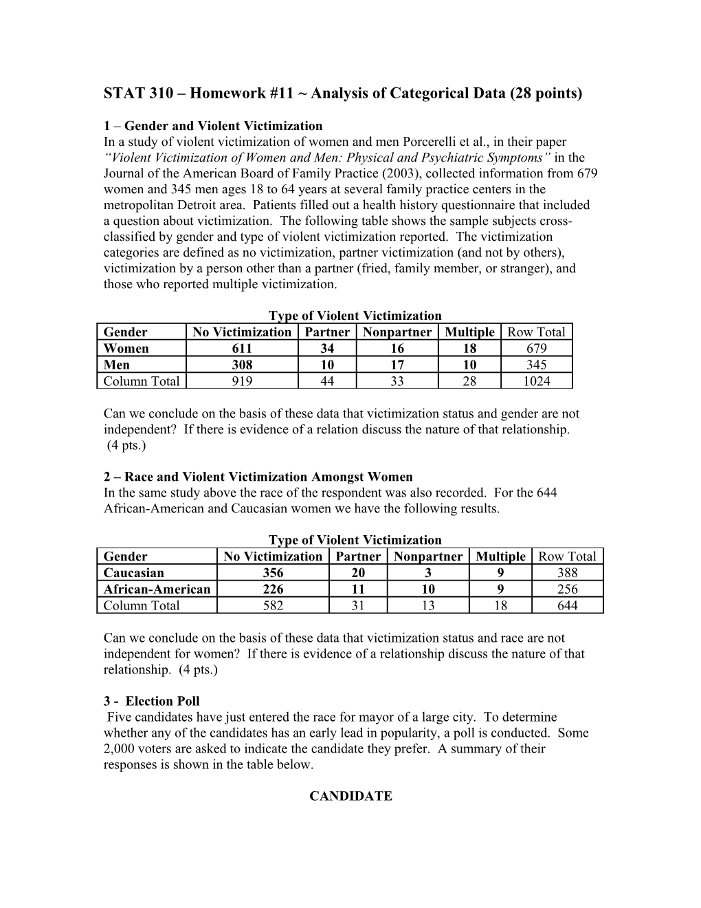 STAT 310 Homework #7 Two-Way ANOVA