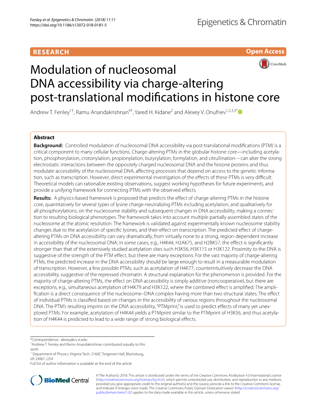 Modulation of Nucleosomal DNA Accessibility Via Charge-Altering
