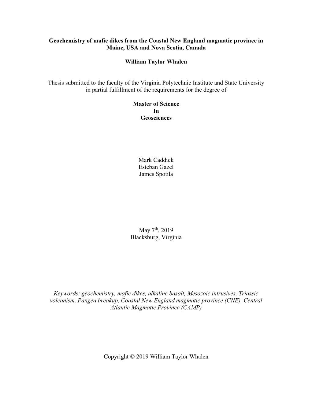 Geochemistry of Mafic Dikes from the Coastal New England Magmatic Province in Maine, USA and Nova Scotia, Canada