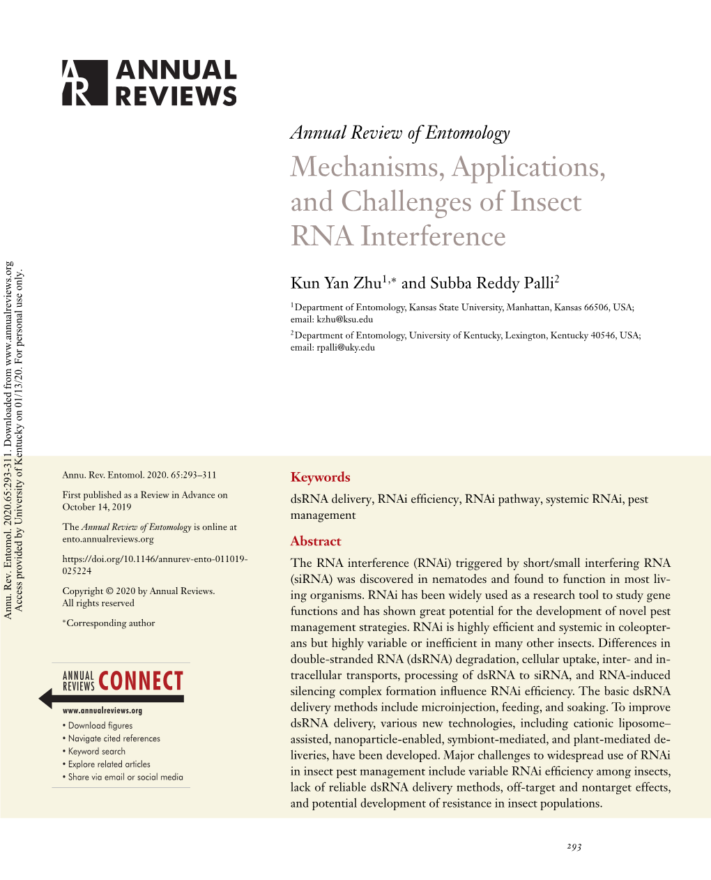 Mechanisms, Applications, and Challenges of Insect RNA Interference