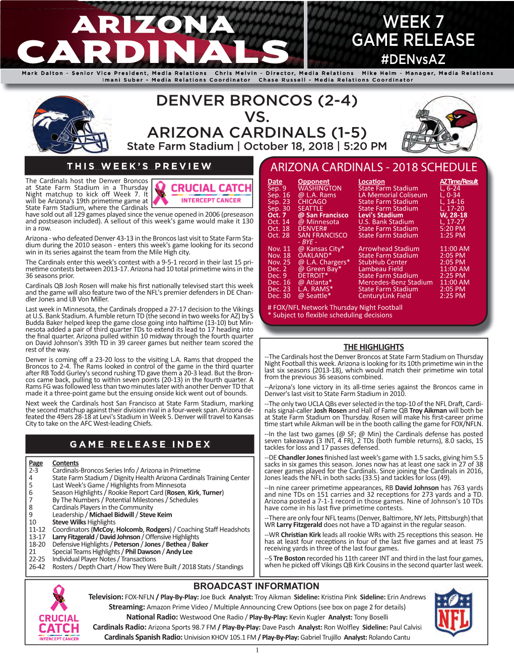 10-18 Vs. Denver (TNF).Indd