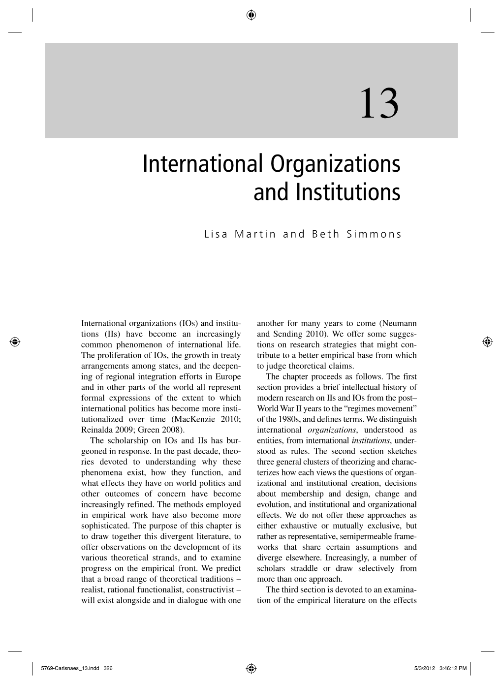 International Organizations and Institutions