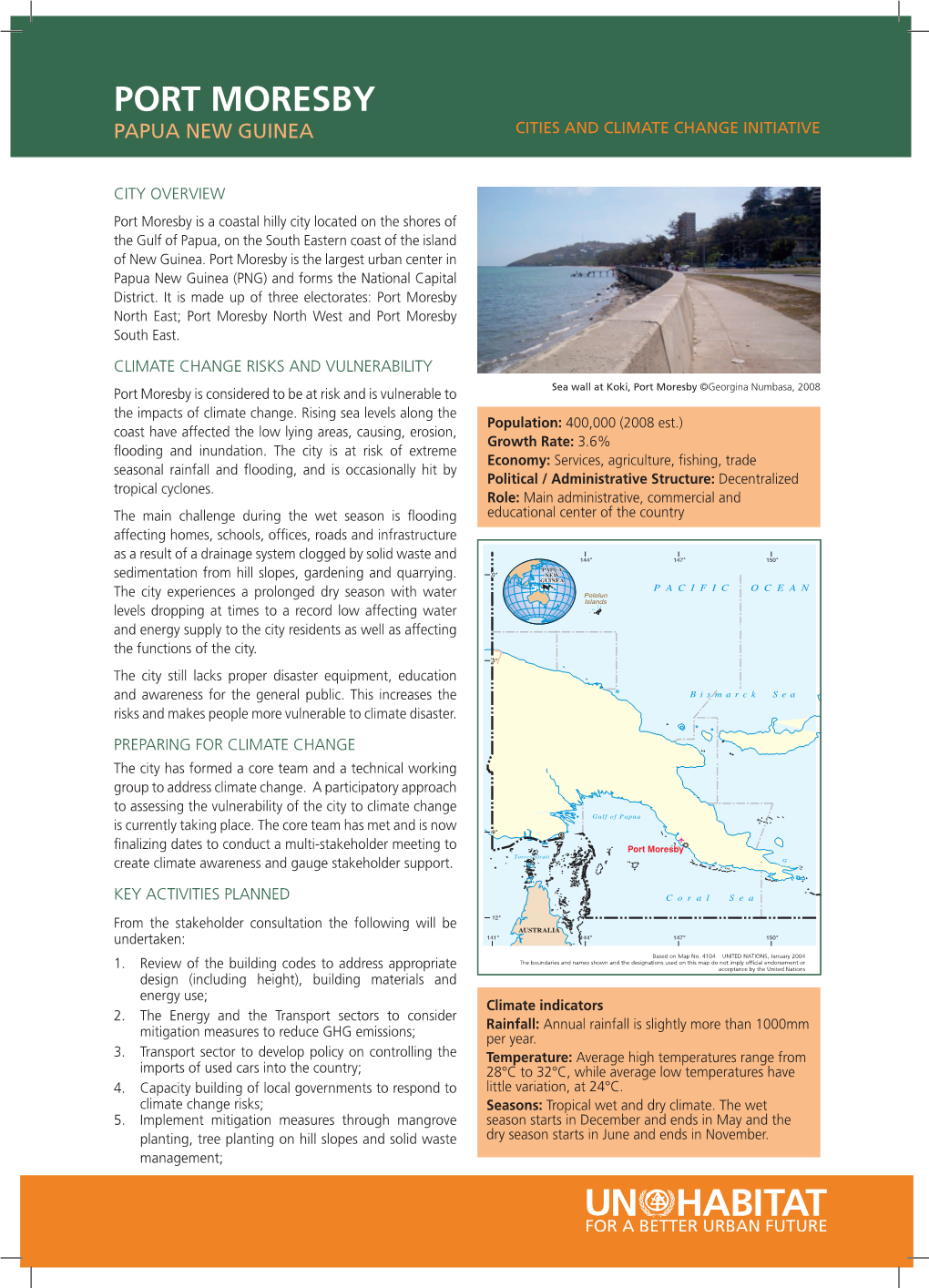 Port Moresby Papua New Guinea Cities and Climate Change Initiative