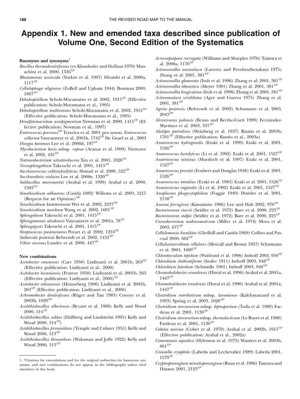 Appendix 1. New and Emended Taxa Described Since Publication of Volume One, Second Edition of the Systematics