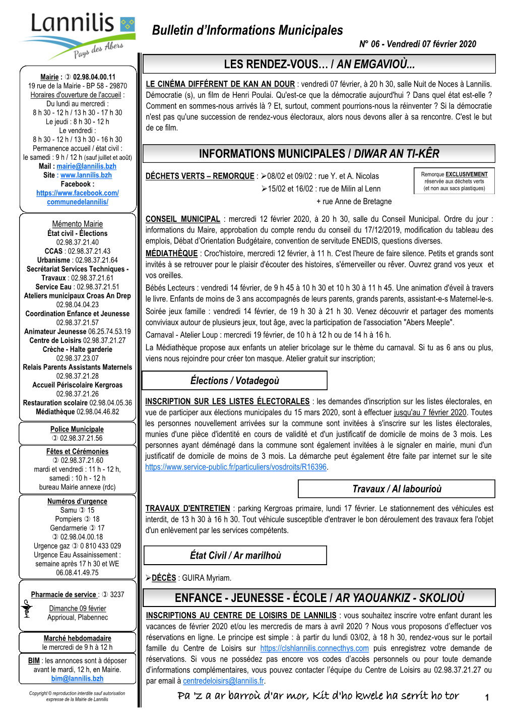 Bulletin D'informations Municipales