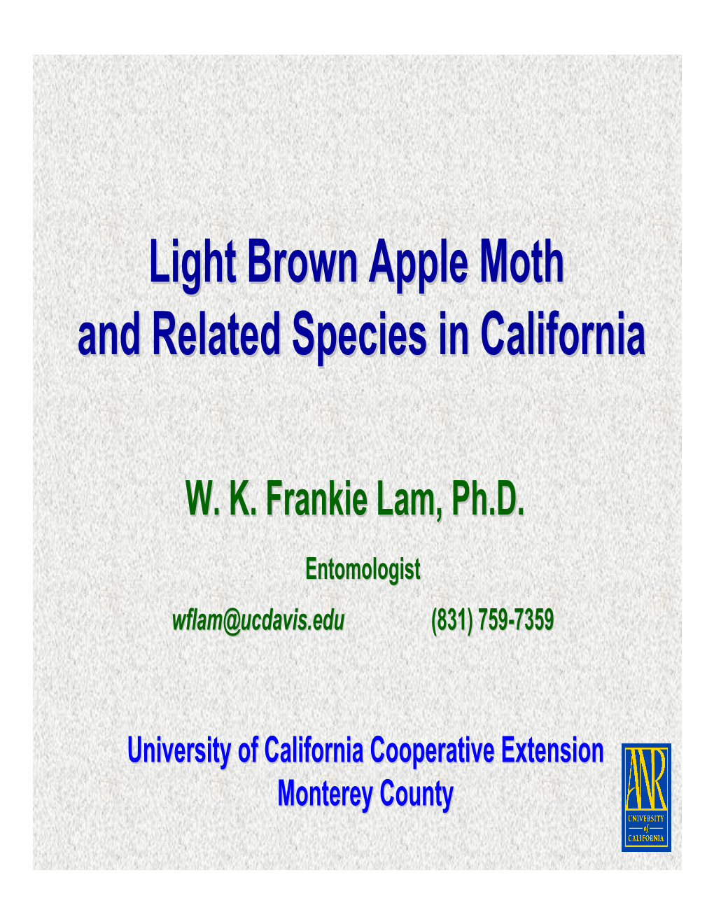 Light Brown Apple Moth and Related Species in California