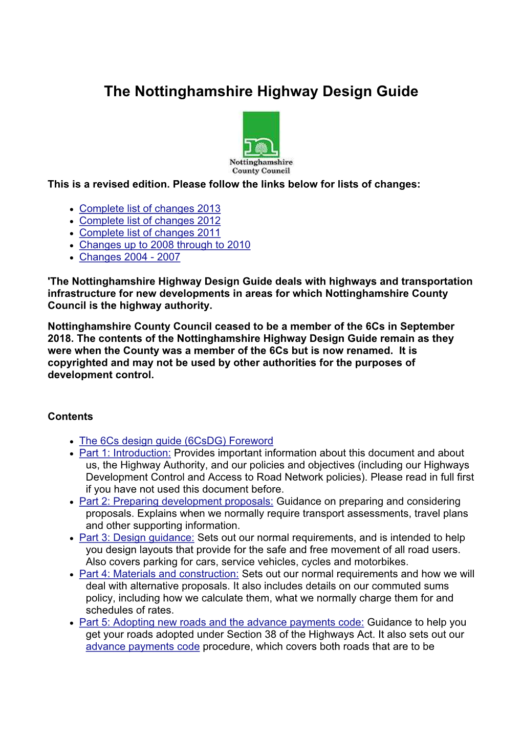 Nottinghamshire County Council Highway Design Guide