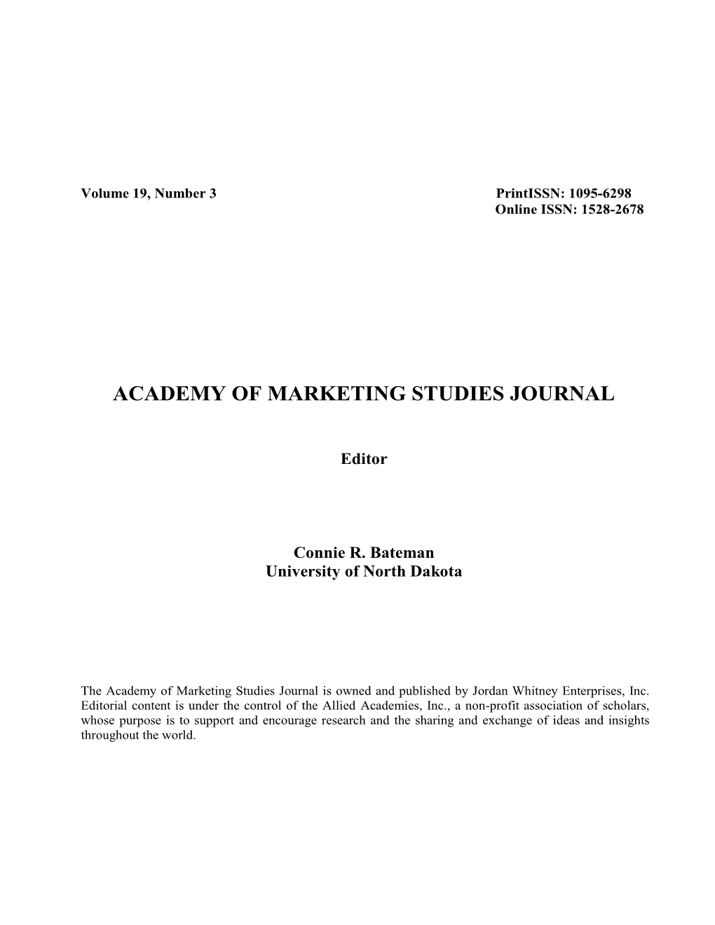 Academy of Marketing Studies Journal