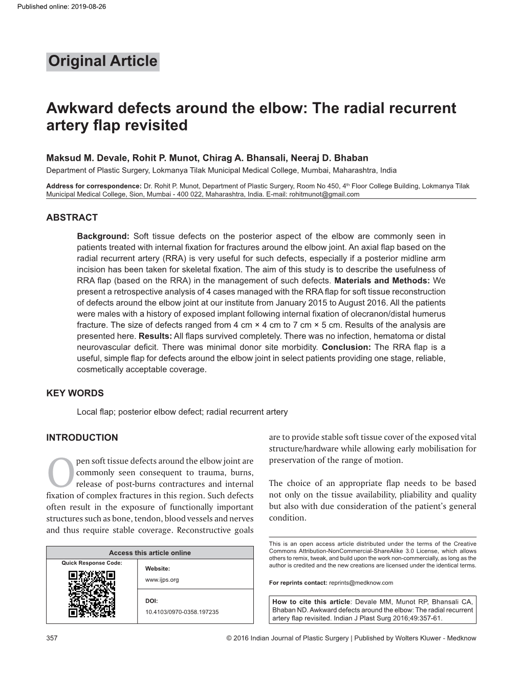 Awkward Defects Around the Elbow: the Radial Recurrent Artery Flap Revisited