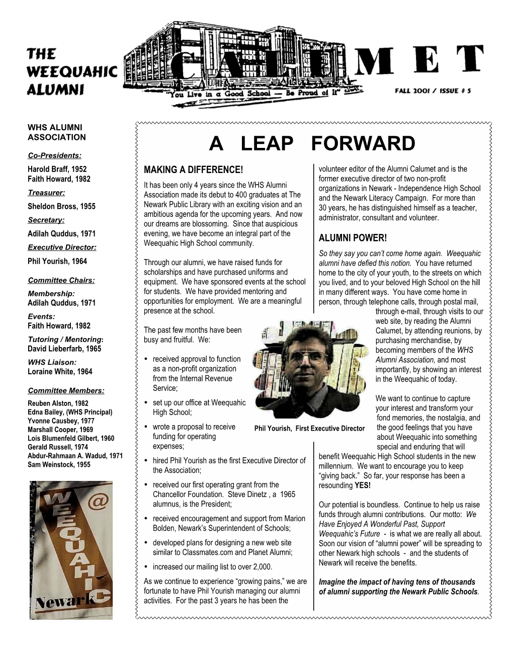 5-Weequahic Newsletter Fall 2001.Lwp