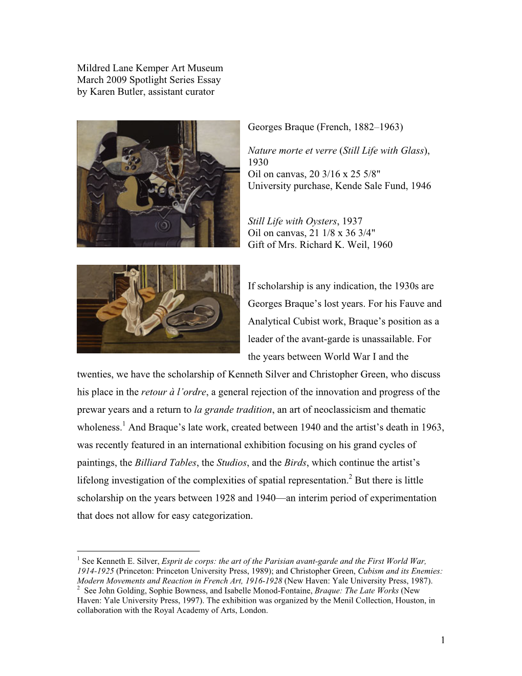 1 Mildred Lane Kemper Art Museum March 2009 Spotlight Series Essay