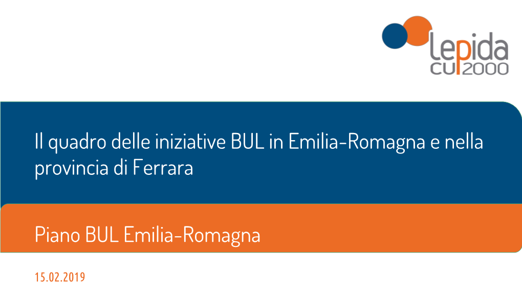 Comuni Della Provincia Di Ferrara Per Le Dorsali in Carico a Lepida S.C.P.A