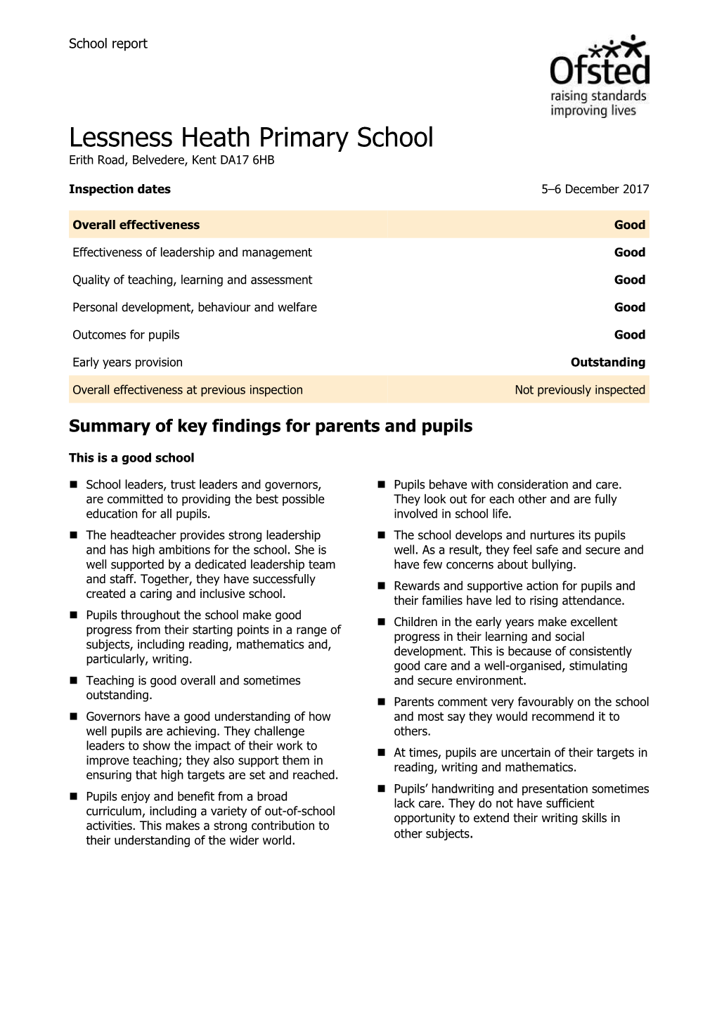 Ofsted Report December 2017