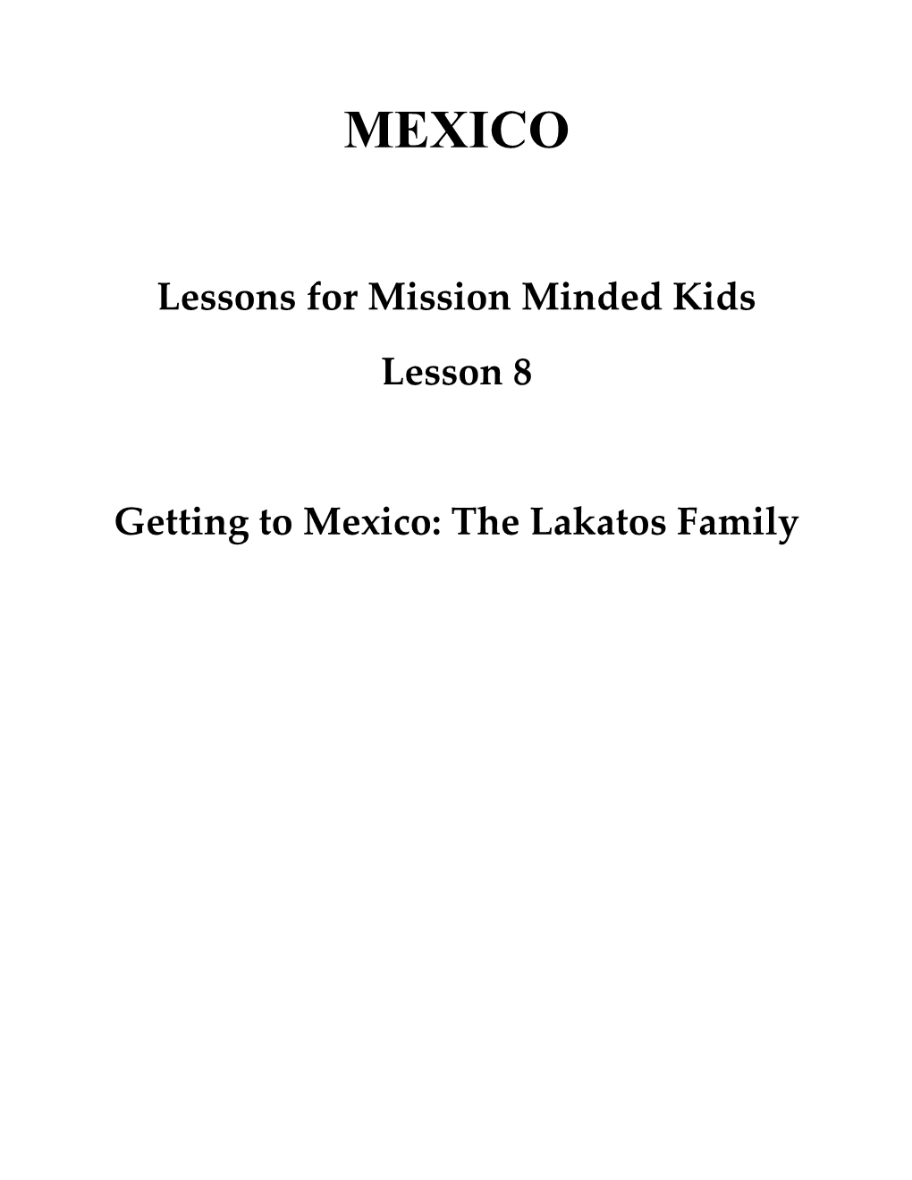 Lessons for Mission Minded Kids