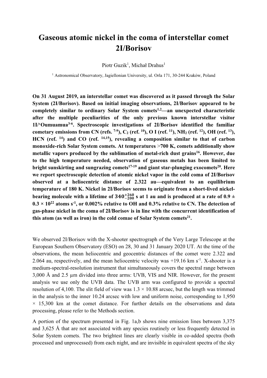 Gaseous Atomic Nickel in the Coma of Interstellar Comet 2I/Borisov